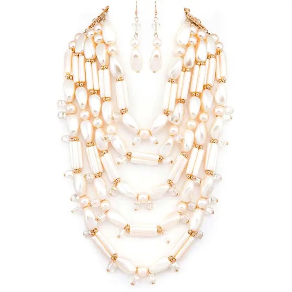 Private Label Cream and Gold Multi-Strand Necklace
